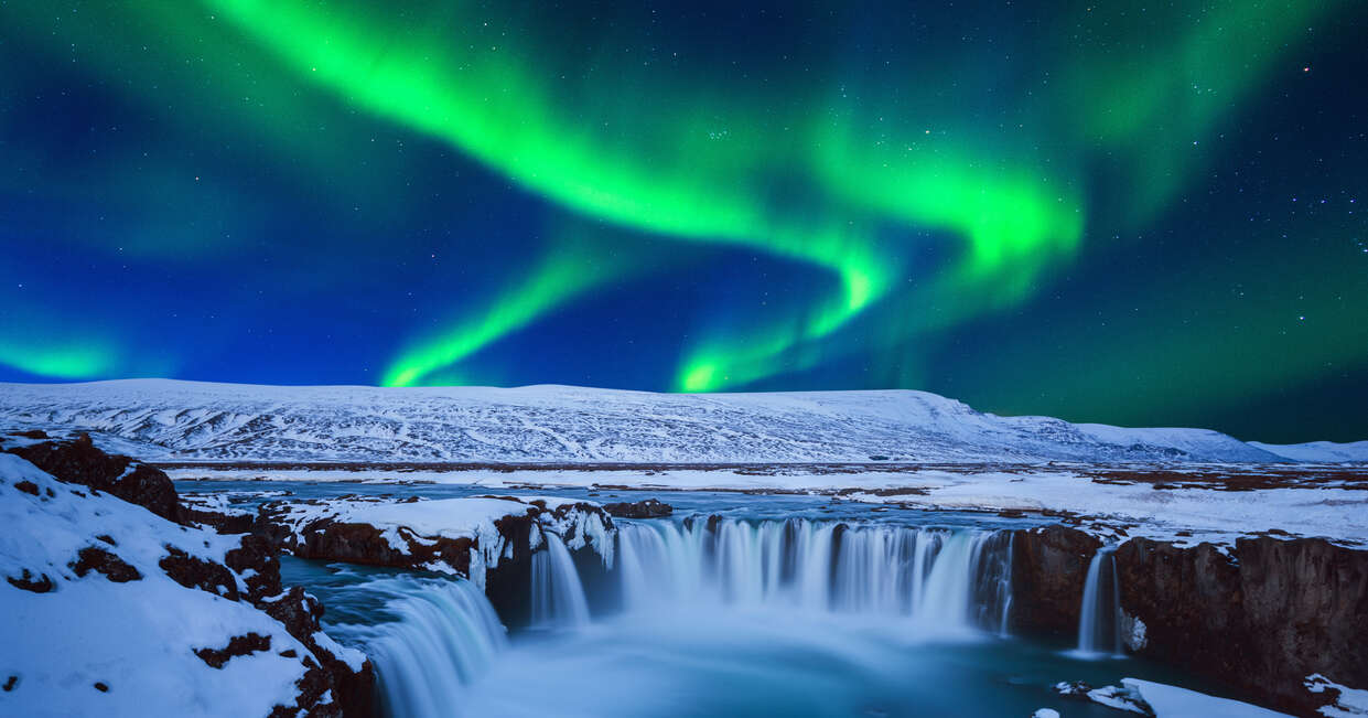 Northern Lights at Godafoss, Iceland